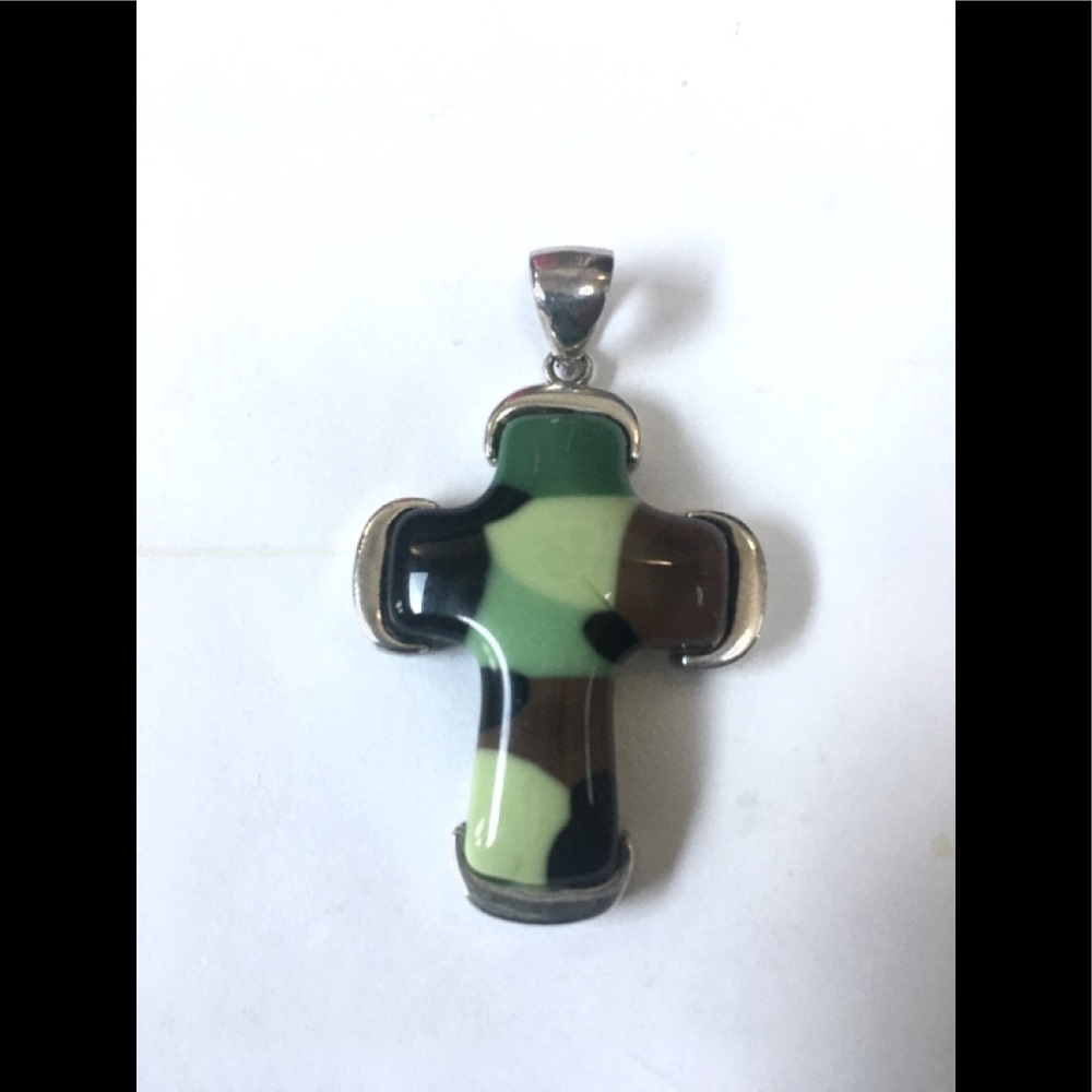 Sterling Silver “Camo” Cross, Millefiori of Italy